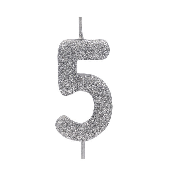 Vela Glitter Prata 5