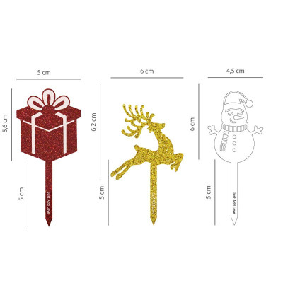 Topper Acrilico Jingle Bells 3 un.