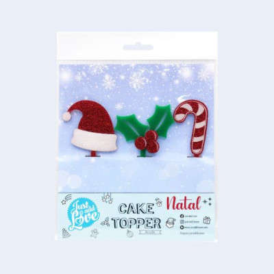 Topper Acrilico Magia de Natal 3 un.