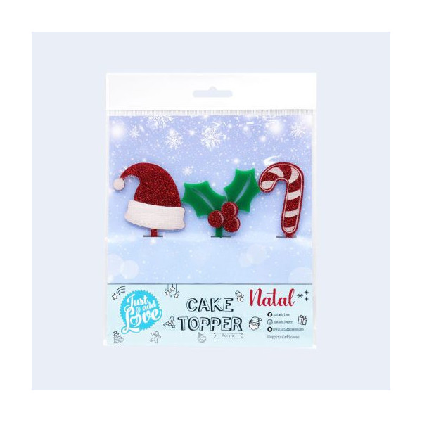 Topper Acrilico Magia de Natal 3 un.