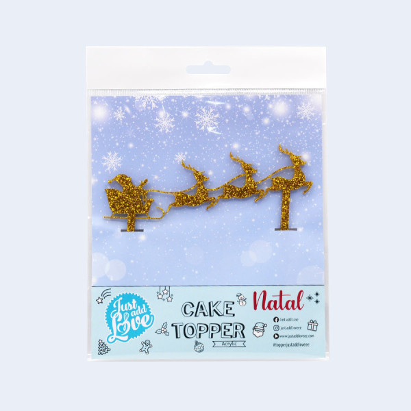 Topper Acrilico Trenó do Pai Natal