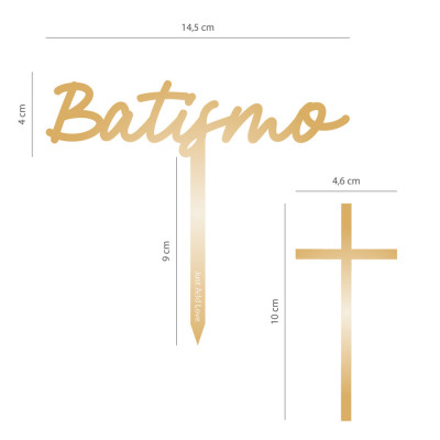 Topper Acrilico Ouro Batismo Topper Acrilico Ouro Batismo