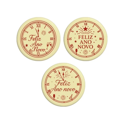 Placa Chocolate Branco Feliz Ano Novo